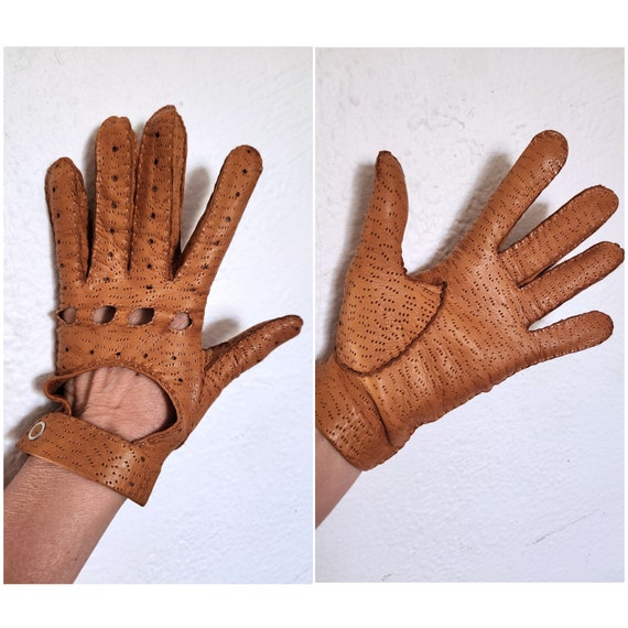 Vintage Brown Leather Gloves - Saks Fifth Avenue -