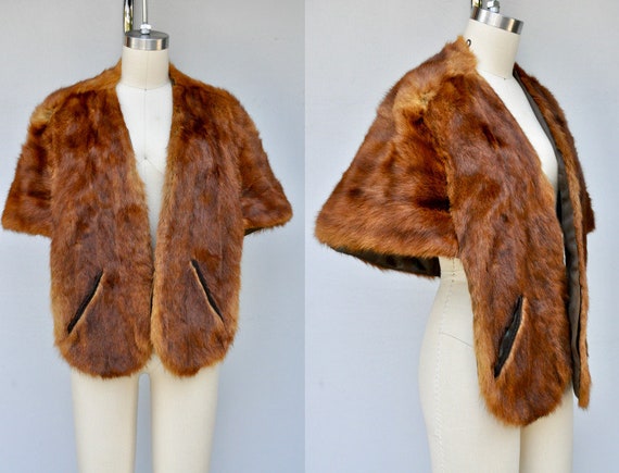 Vintage Mink Fur Stole Cape Capelet Wrap Shawl - … - image 1