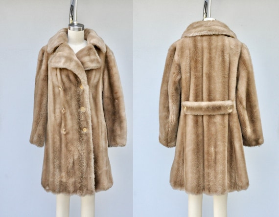 60s Vintage Faux Fur Coat Jacket - VEGAN Fur Coat