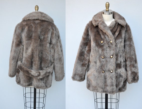 Vintage Faux Fur Coat Jacket - VEGAN Fur Coat - C… - image 1