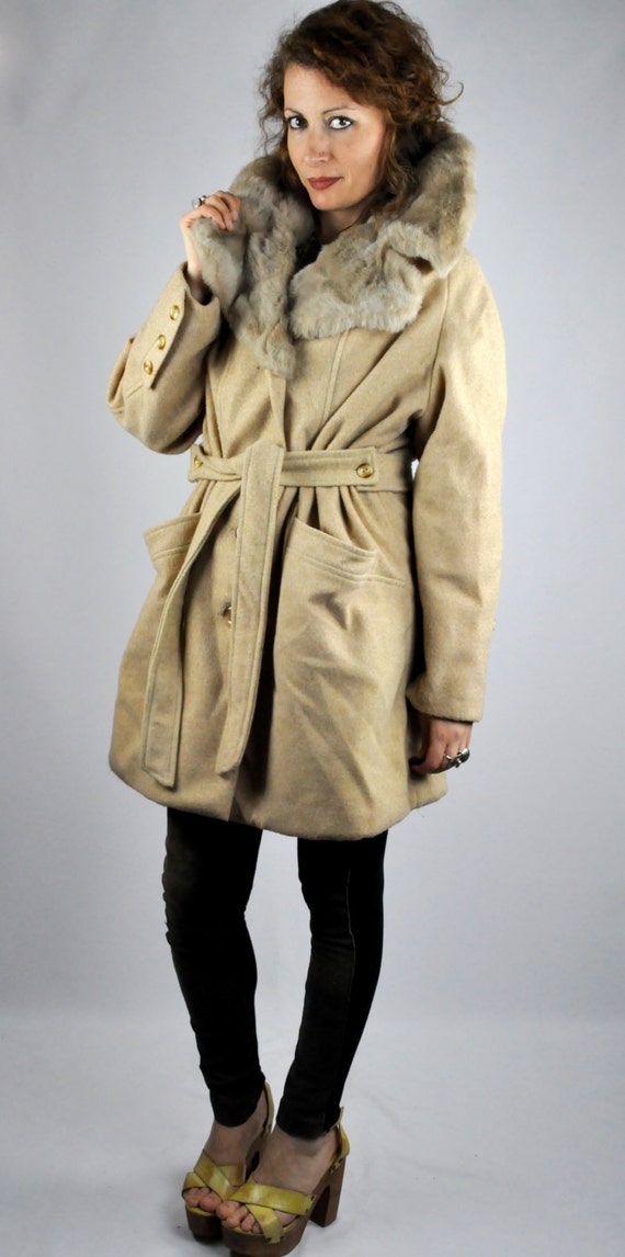 Faux Fur Coat - 60s Coat - Brown Jacket Large COL… - image 2