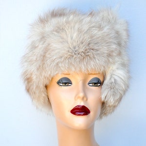 Vintage FOX Fur Hat 50s 60s Mid Century Fox Fur Hat Arctic Silver Fox Fur Hat Chunky Fox Fur Hat Fluffy Fur Hat Soft Fur Hat image 5