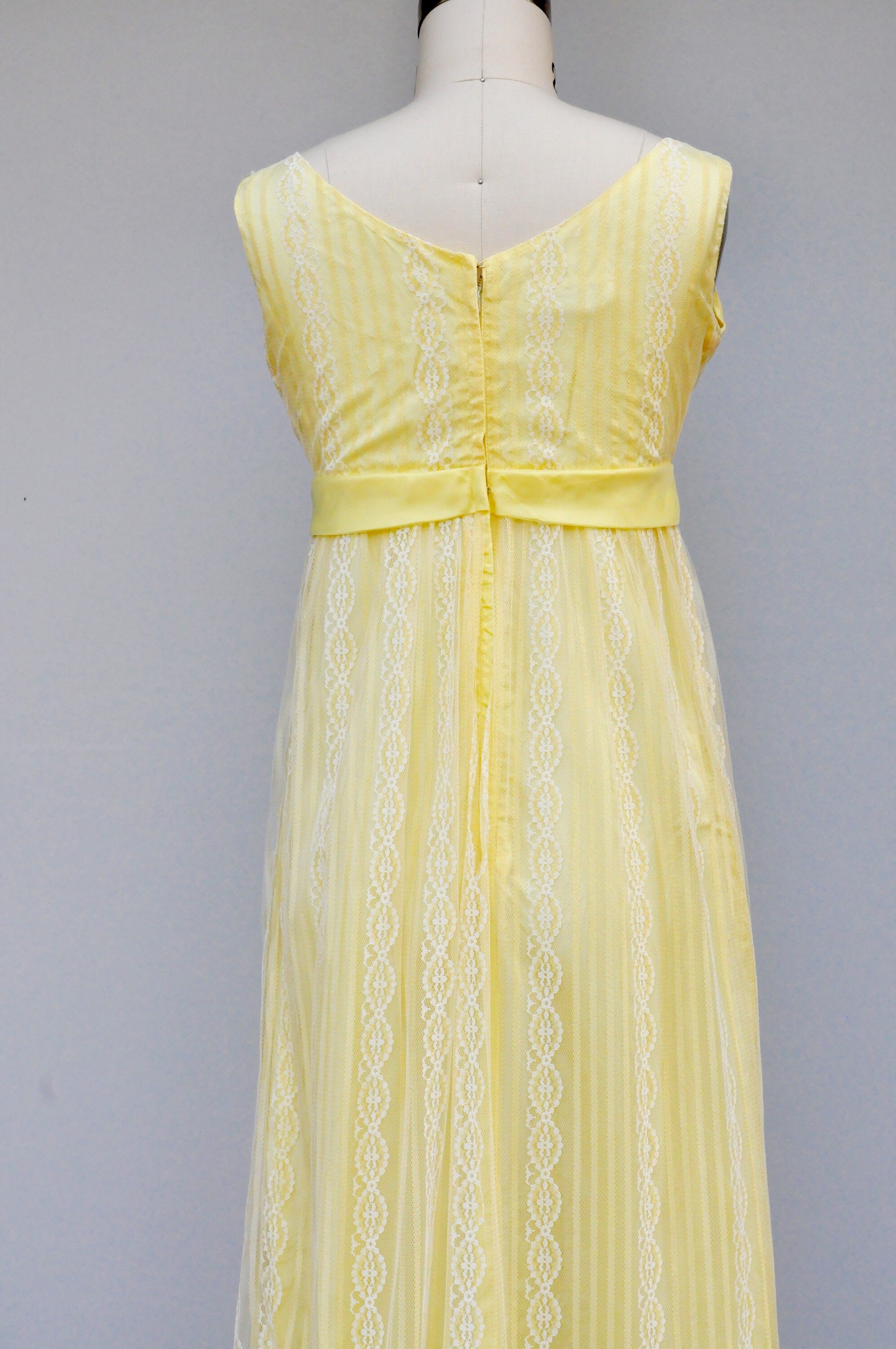 Vintage 60s Dress - Canary Yellow Dress - Empire Waist Dress - LACE Vintage 60s Dress - Canary Yellow Dress - Empire Waist Dress - LACE