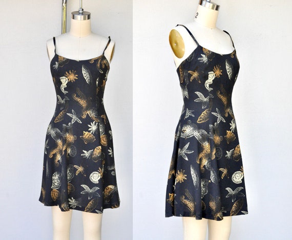 Fuzzi Dress Made in Italy - Blondes Fuzzi Dress - Novelty Print Dress - Mini Dress - Italian Designer Dress - Seashells Print Dress Xs