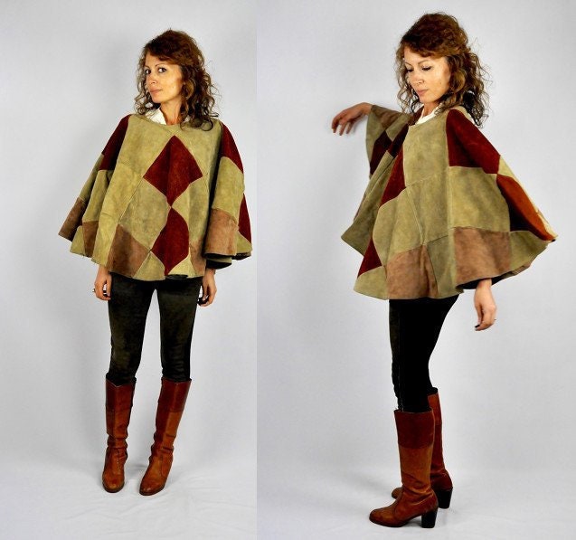 Vintage Leather Poncho - Etsy Vintage Leather Poncho - Etsy