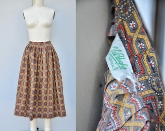 50s Full Skirt Val Hughes Montreal - Pleated Skirt - Full Circle Skirt - Novelty Print 50s Skirt - Mid Century - Rockabilly Pin Up - size XS