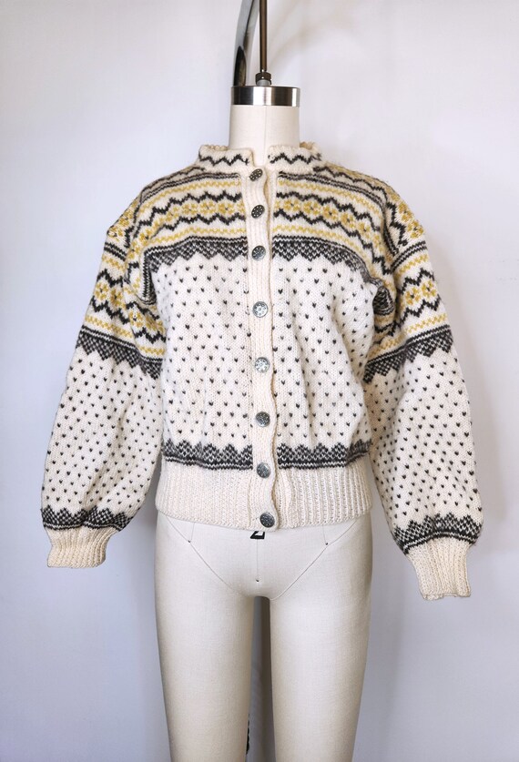 Vintage Icelandic Jacket Sweater Cardigan - Wool … - image 3
