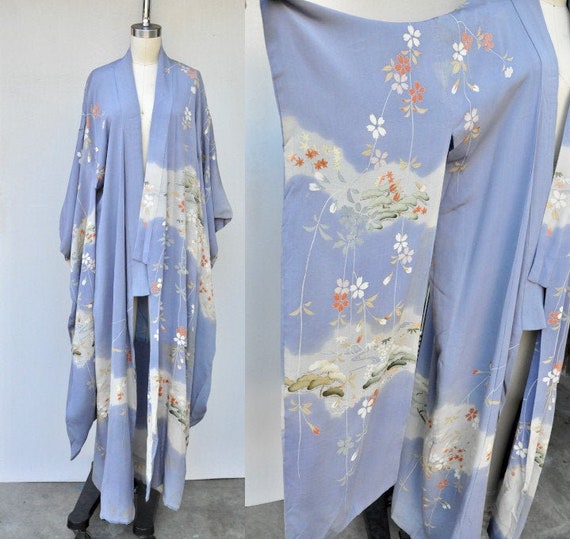 Vintage Very Long Sleeves Kimono - SILK Kimono - F