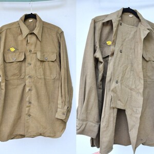 Vintage 40s WW2 Green Wool Shirt 14.5 34 vintage / 40s / US Army - Etsy Vintage 40s WW2 Green Wool Shirt 14.5 34 vintage / 40s / US Army - Etsy