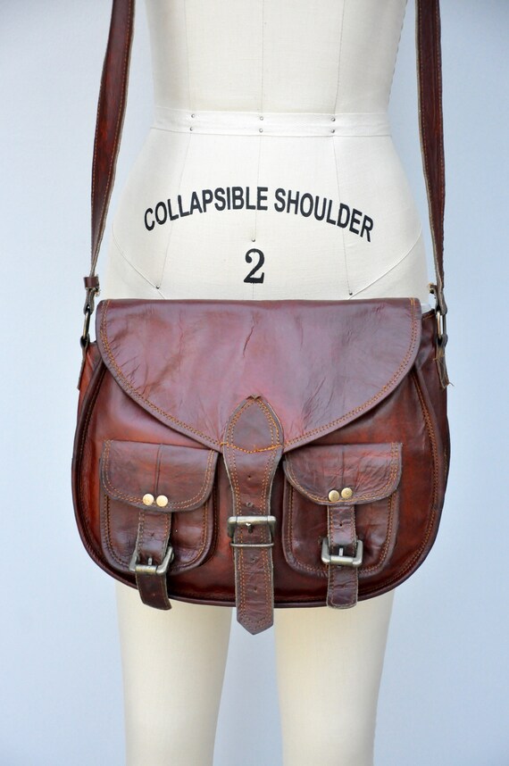 Vintage Leather Bag - Shoulder Bag - POCKETS Bag … - image 7