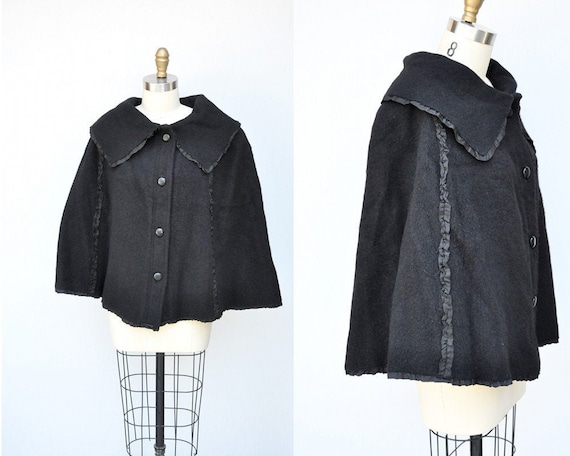 80s～ wool poncho coat 1980s Wool Woven Poncho Cape Coat - Etsy