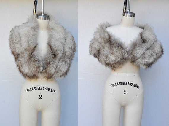 Vintage FOX Fur Stole Collar Shawl Shrug Cape - 4… - image 1