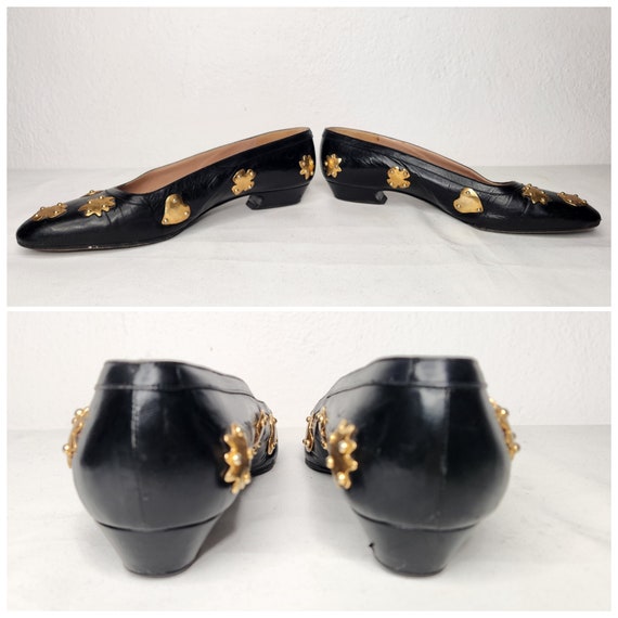 Vintage 80s Christian Lacroix Black Leather Shoes… - image 9