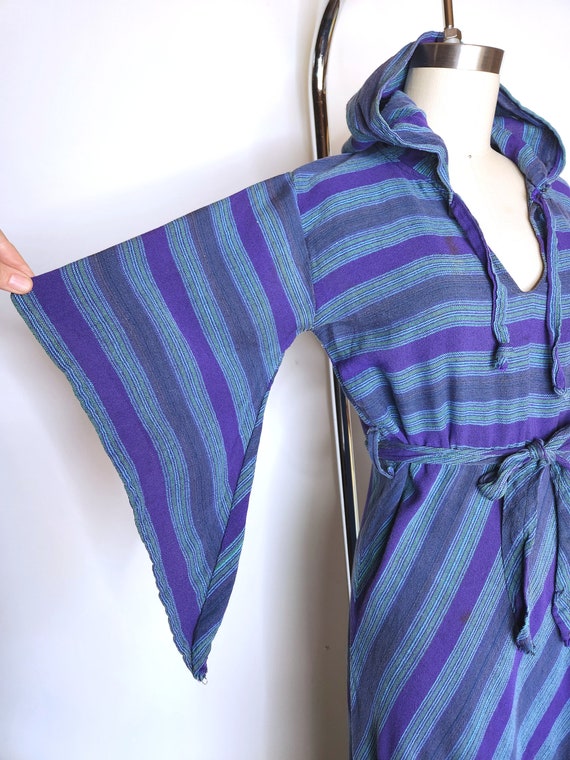 Vintage Hooded Dress - Hooded Maxi Dress - Stripe… - image 3