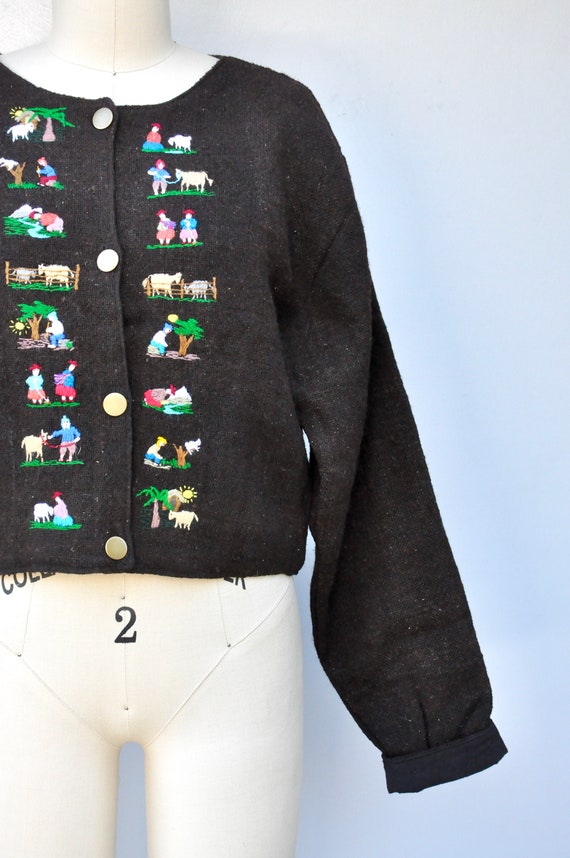 Vintage Wool Embroidered Jacket - Peruvian Bolivi… - image 3