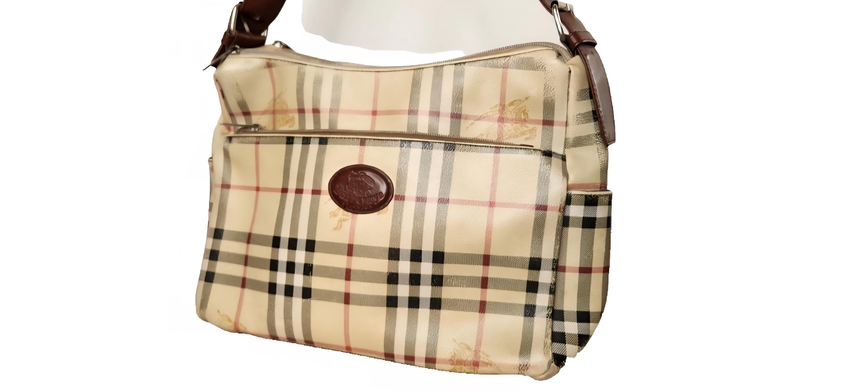 Burberry Vintage Shoulder Bag RARE Nova Check Coated Canvas Pvc
