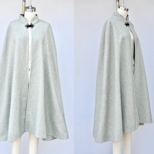 Vintage Wool Poncho Cloak Sage Green Wool Cape Wool Cloak - Etsy