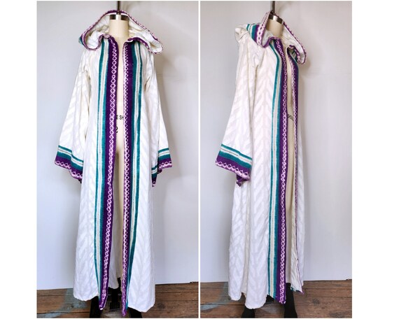 Vintage Hooded Duster Coat - Long Cotton Duster C… - image 2