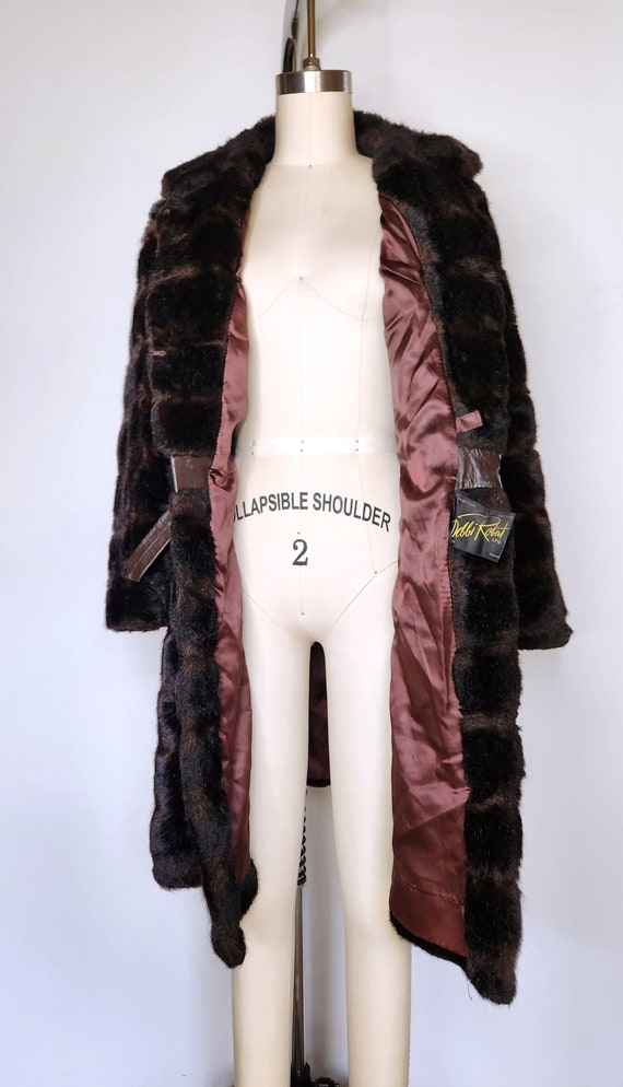 70s Faux Fur Coat Jacket - Variegated Brown Faux … - image 8