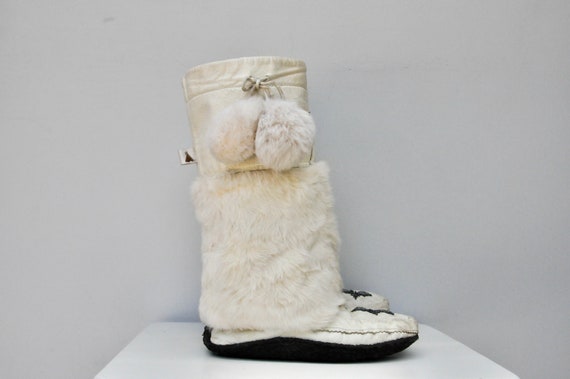 Vintage Winter Ivory Fur Boots - Real Fur Boots -… - image 2