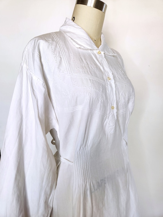 Vintage 1900s Nightgown Nightdress - Cotton Embro… - image 3