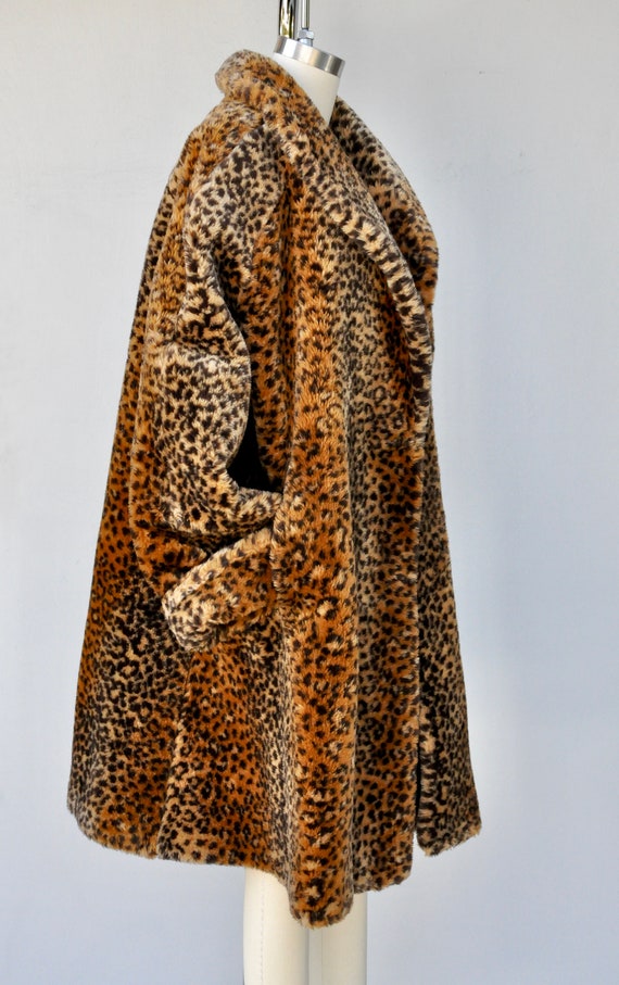 Faux Fur Leopard Coat - Vegan Leopard Print Coat … - image 4