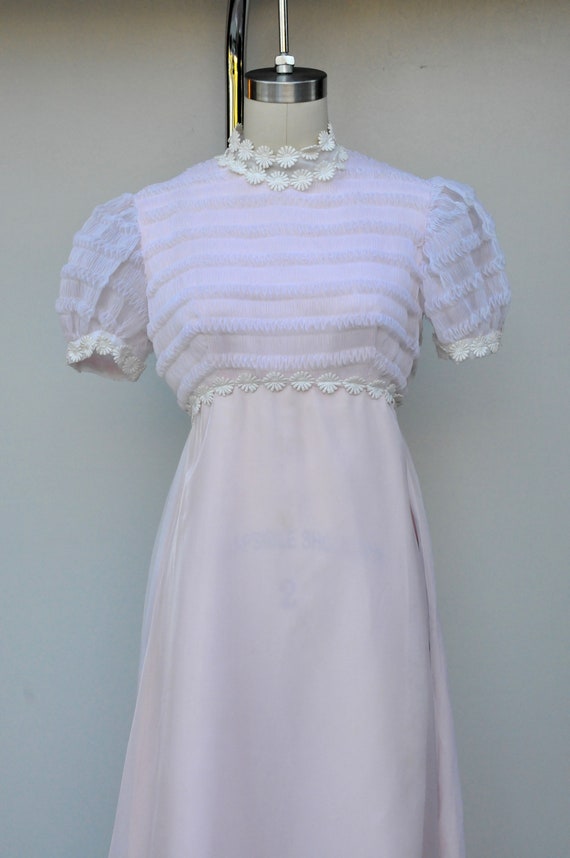 Vintage 60s Maxi Dress - Pink and White Dress - F… - image 6