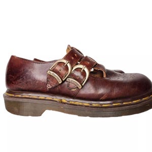 Vintage Dr Martens Mary Janes - Doc Dr Martens Made in England Brown Leather Mary Janes Double Strap - US 6.5 - 7