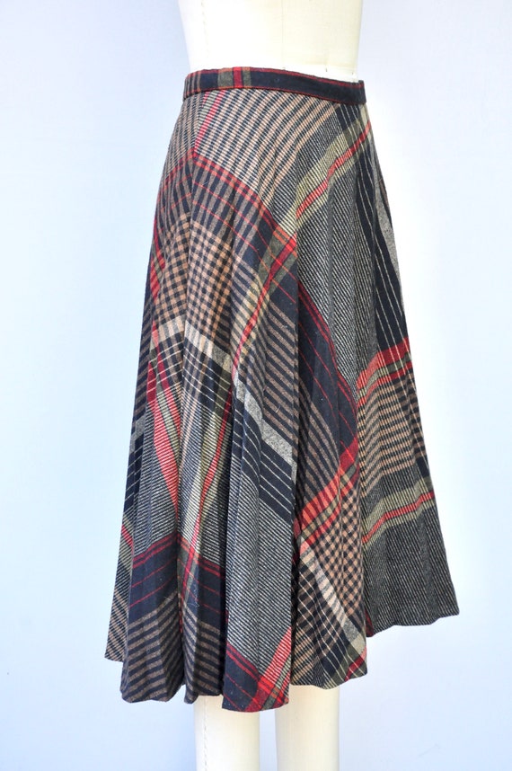 Vintage WOOL Skirt - Pleated Wool skirt - Plaid W… - image 6