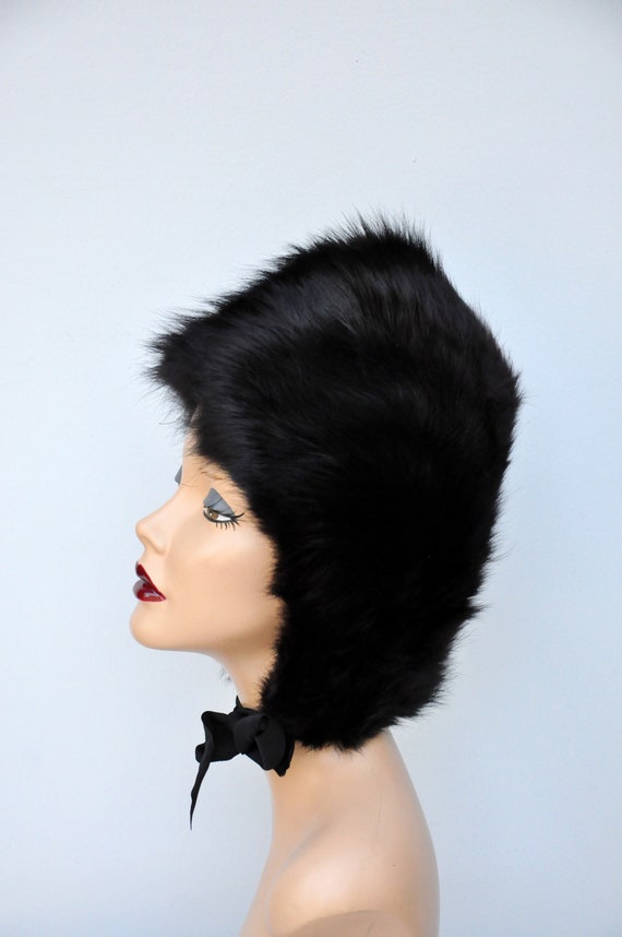 Vintage FOX Fur Hat - Pixie Hat - Fur Hat - Dark … - image 2