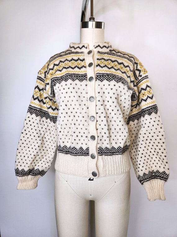 Vintage Icelandic Jacket Sweater Cardigan - Wool … - image 8