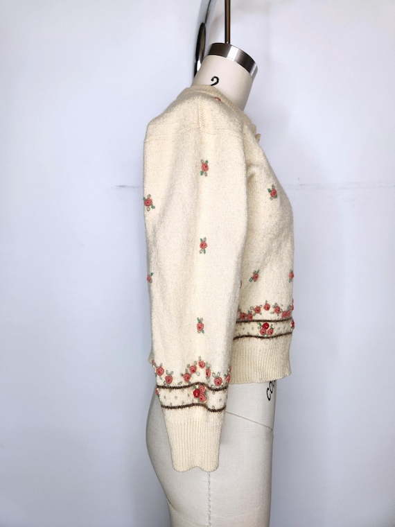 Vintage 30s 40s Cardigan Sweater - Cropped Crop W… - image 6