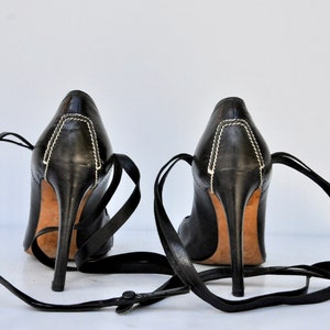 YSL Yves St Laurent Black Stiletto Pumps Shoes - High Heels - Gladiator Straps Shoes - Ankle Strap Shoes - Cocktail Elegant Couture 38 7.5 8 image 5