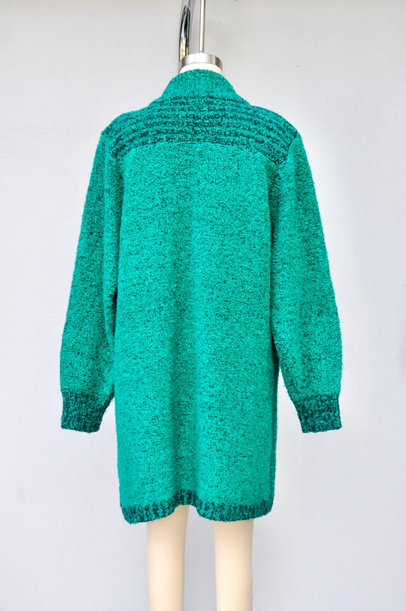 80s Terry Cloth Green Duster Long Cardigan Duster… - image 2