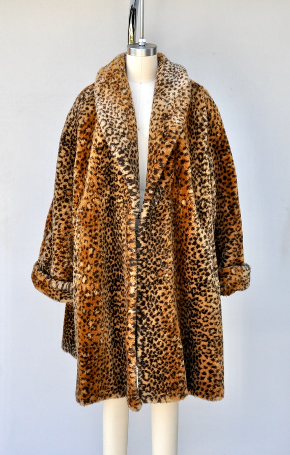 Faux Fur Leopard Coat - Vegan Leopard Print Coat … - image 6