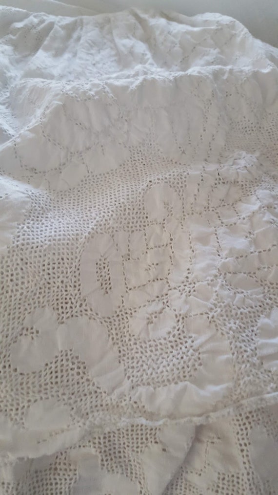 Antique 1900s Eyelet Embroidered Crochet White Dr… - image 7