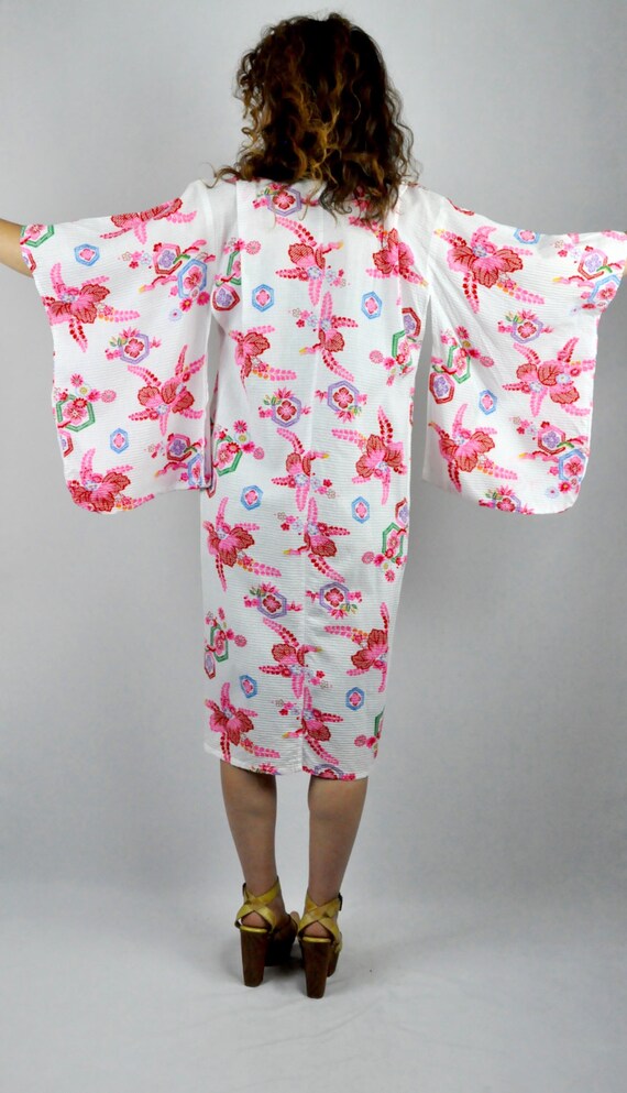 Vintage Cotton Kimono - Pink Kimono Robe - Japane… - image 3