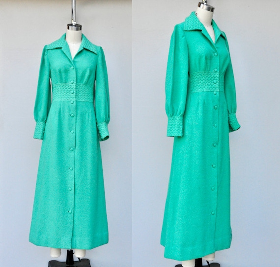 60s Green Long Robe by Hanro Nightgown Bed Jacket House - Etsy Finland