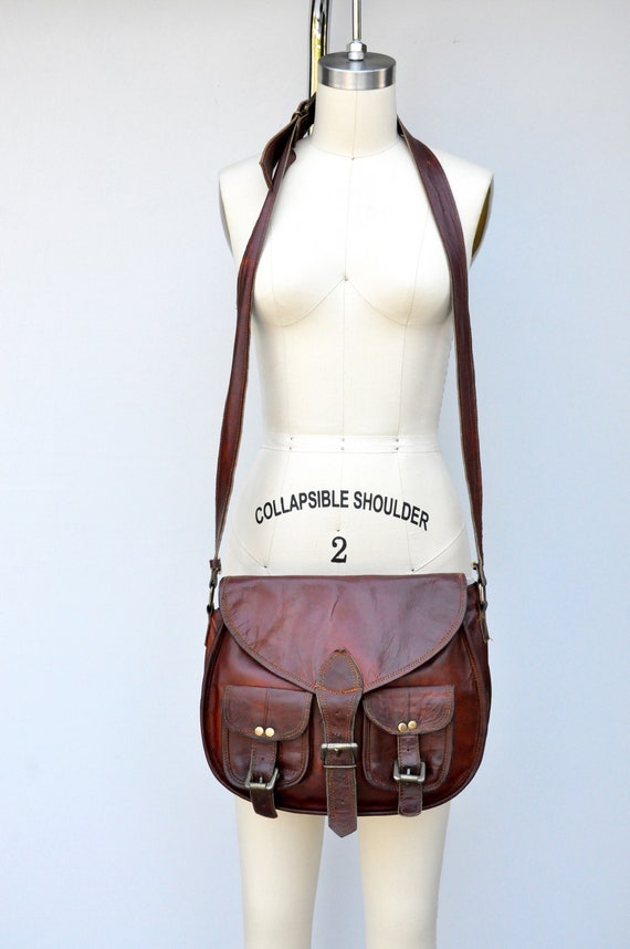 Vintage Leather Bag - Shoulder Bag - POCKETS Bag … - image 6