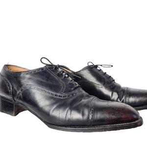 Men’s Vintage Gucci Lace Up Black Leather Shoes GUCCI Black Leather Navy Signature Web Lace-up Dress Shoes  main image 4