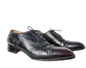Vintage Herren Gucci Schwarze Schnürschuhe Leder Oxford Kleid Schuhe 80er Jahre 44 US 10.5