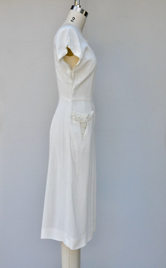 Vintage Off White Dress 40s 50s - Pockets and App… - image 7