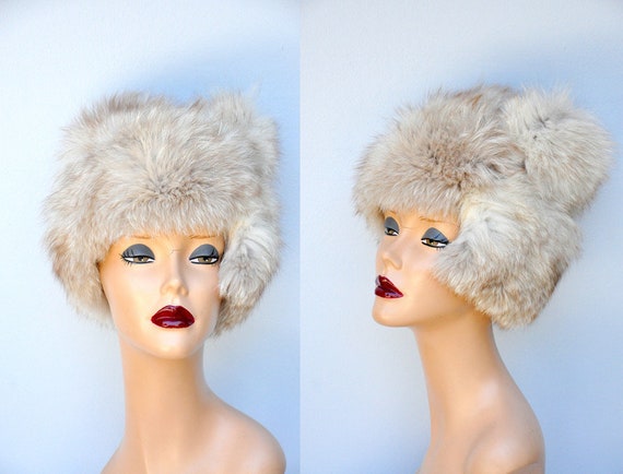 Vintage FOX Fur Hat - 50s 60s Mid Century Fox Fur… - image 1