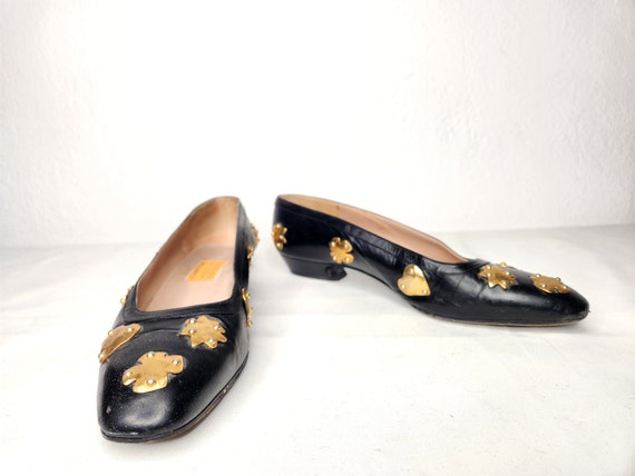 Vintage 80s Christian Lacroix Black Leather Shoes… - image 4