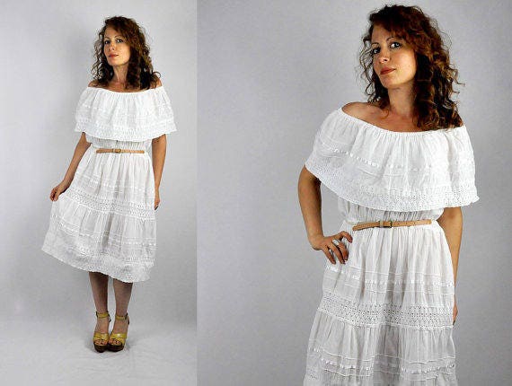 white off the shoulder mexican dress