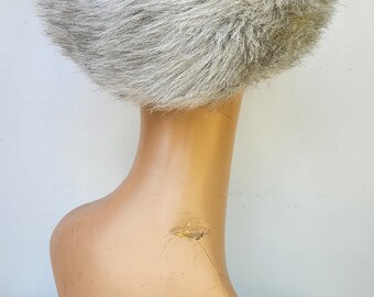 Vintage Faux Fur Gray Hat Warm Winter Fur Hat Fluffy Hat Sky Resort Mountain Vintage Faux Fur Gray Hat - Gray Faux Fur Hat - Warm Winter  main image 2