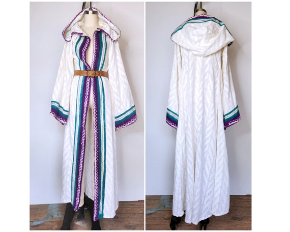 Vintage Hooded Duster Coat - Long Cotton Duster C… - image 1