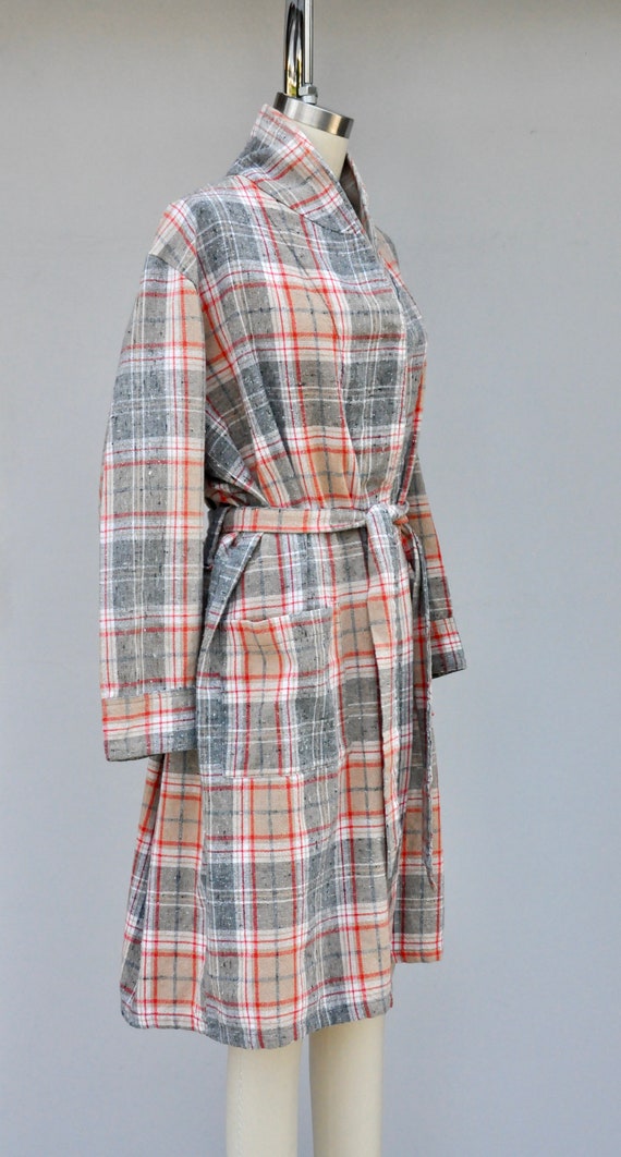 Vintage Unisex Robe - Checkered Plaid Robe - Bed … - image 5