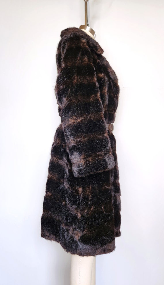 70s Faux Fur Coat Jacket - Variegated Brown Faux … - image 2