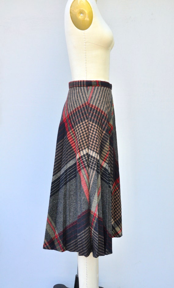 Vintage WOOL Skirt - Pleated Wool skirt - Plaid W… - image 5